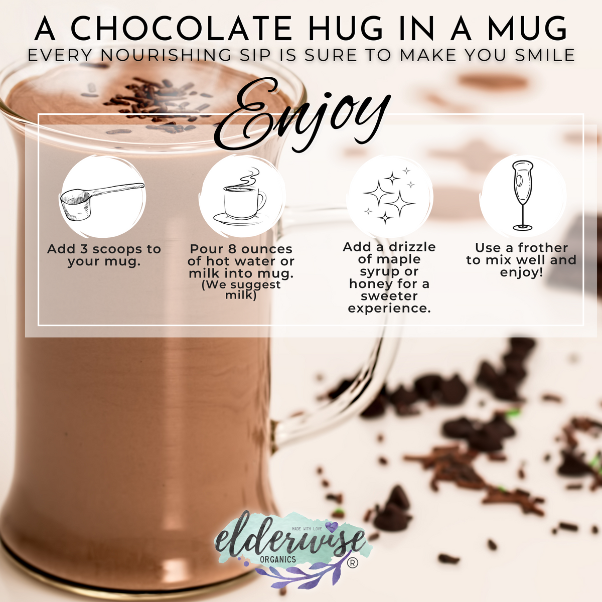 Hot Cacao | Hot Chocolate | Powered with Mushrooms | Freeze Dried