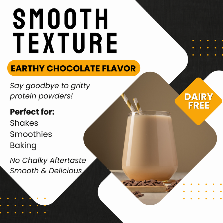 Protein Powder - Plant Based Earthy Chocolate - Six Clean Ingredients - ZERO Sugar - Vegan - 30 Servings