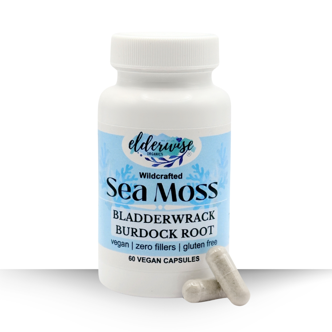 VitaRaw Organic Sea Moss Supplement With Bladderwrack & Burdock Root – 2400mg, 120 Capsules – Immune & Thyroid Support