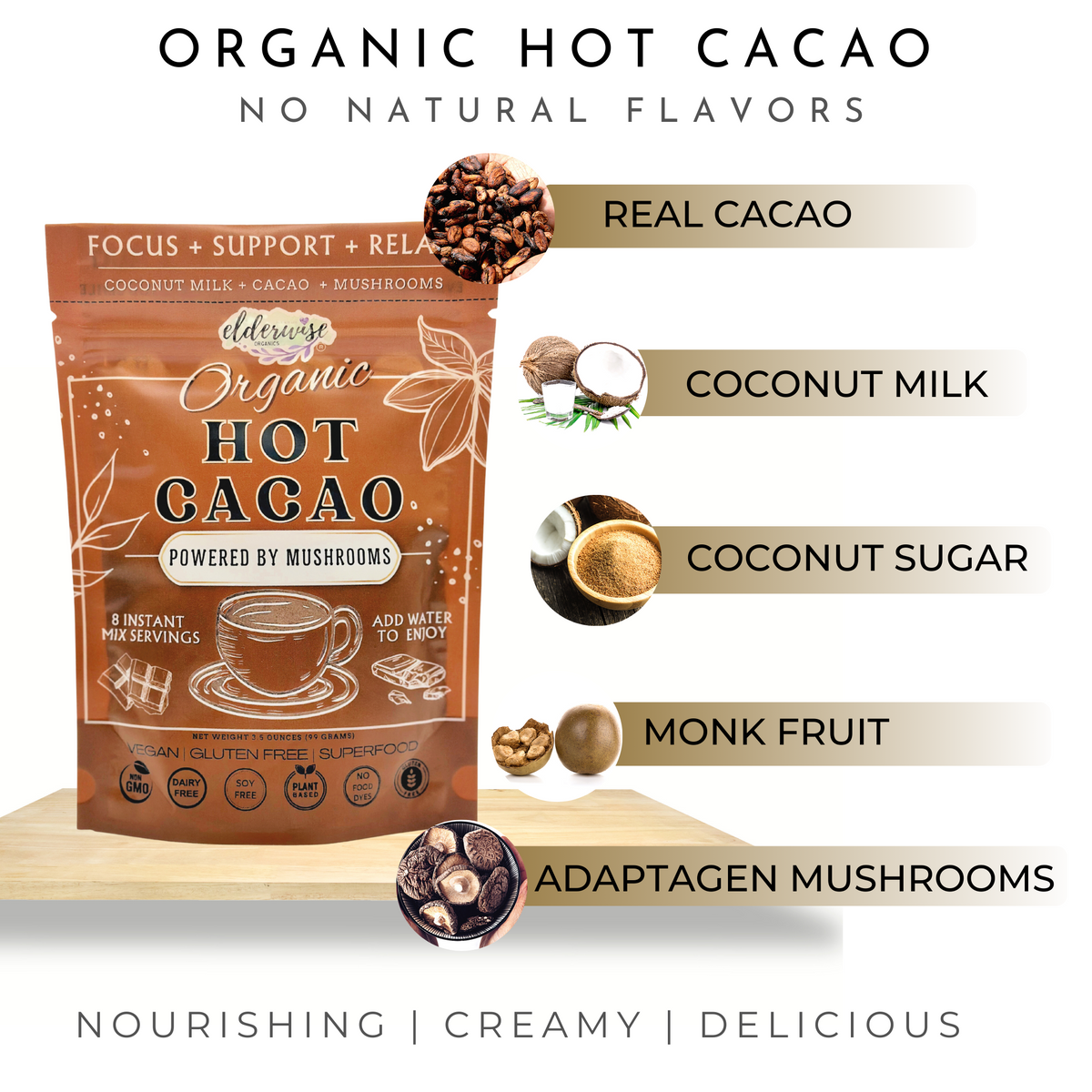 Hot Cacao | Hot Chocolate | Powered with Mushrooms | Freeze Dried Inst ...