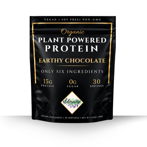 Protein Powder - Plant Based Earthy Chocolate - Six Clean Ingredients - ZERO Sugar - Vegan - 30 Servings