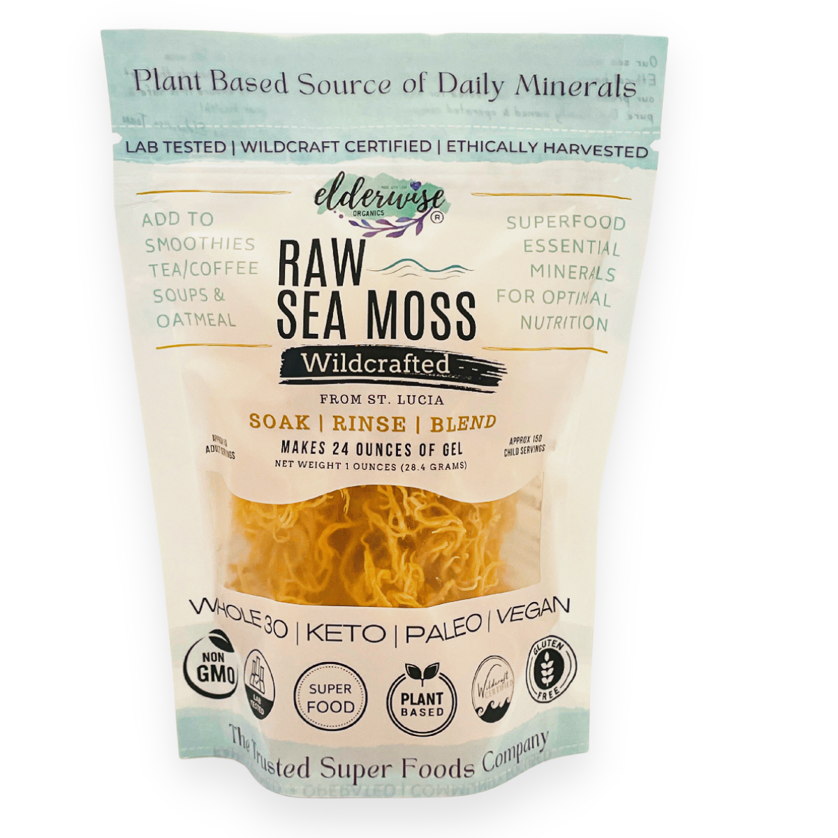 Sea Moss | Wildcrafted | Raw + Non GMO | Sundried | Mineral Rich | Makes 24 Ounces of Gel | Elderwise Organics