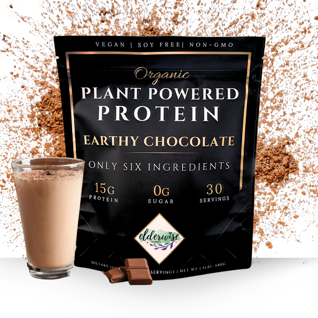 Protein Powder - Plant Based Earthy Chocolate - Six Clean Ingredients - ZERO Sugar - Vegan - 30 Servings