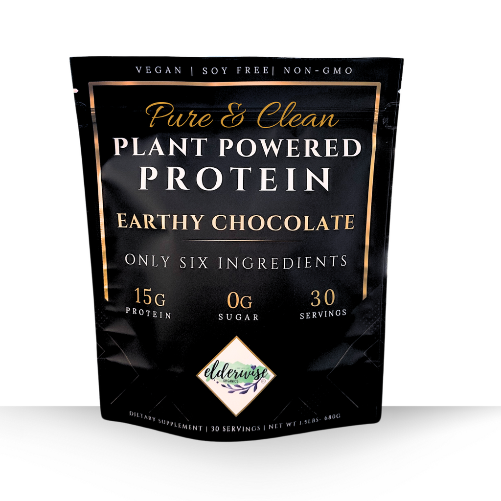Protein Powder - Plant Based Earthy Chocolate - Six Clean Ingredients - ZERO Sugar - Vegan - 30 Servings